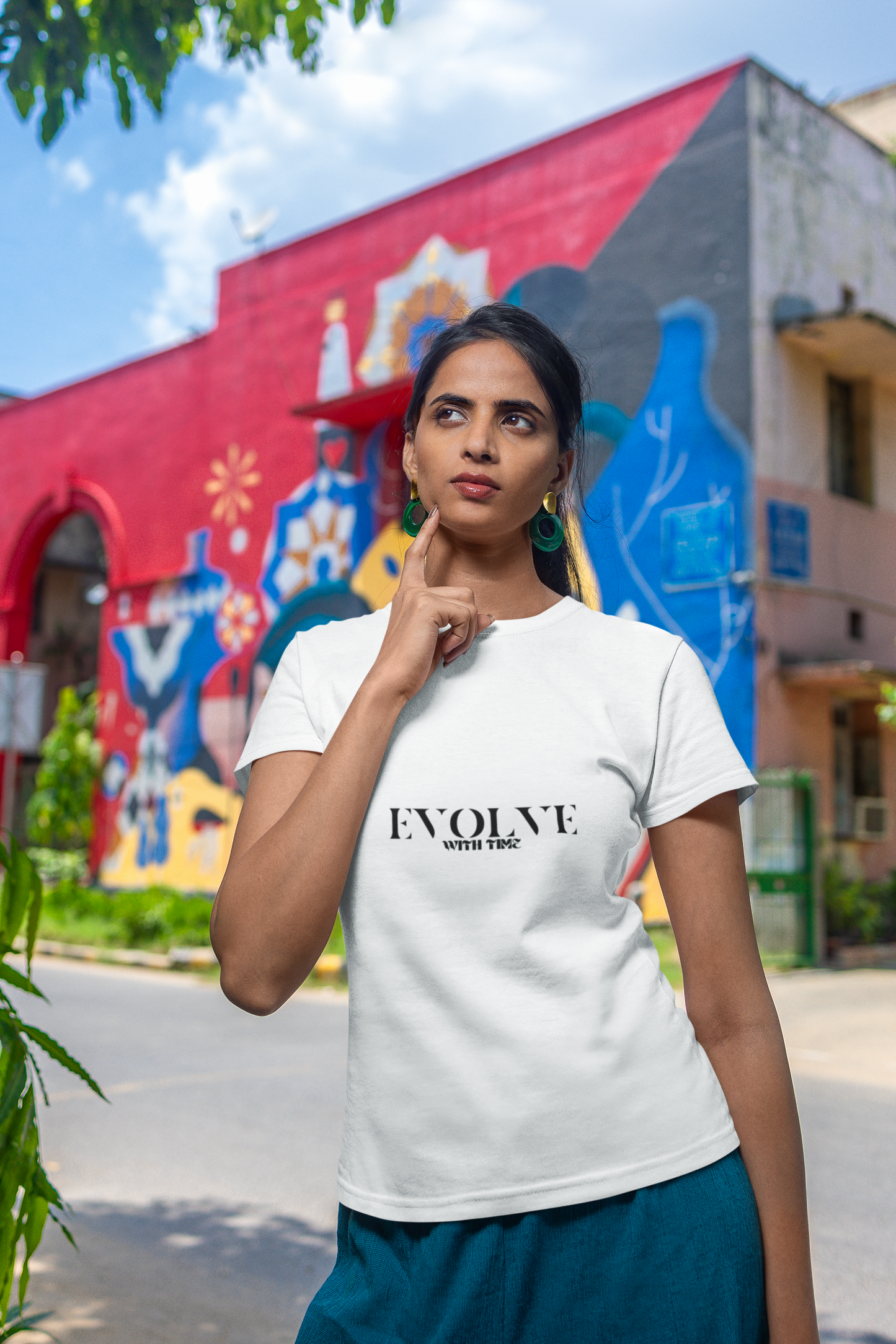 EVOLVE WITH TIME - Women's Round Neck T-Shirts