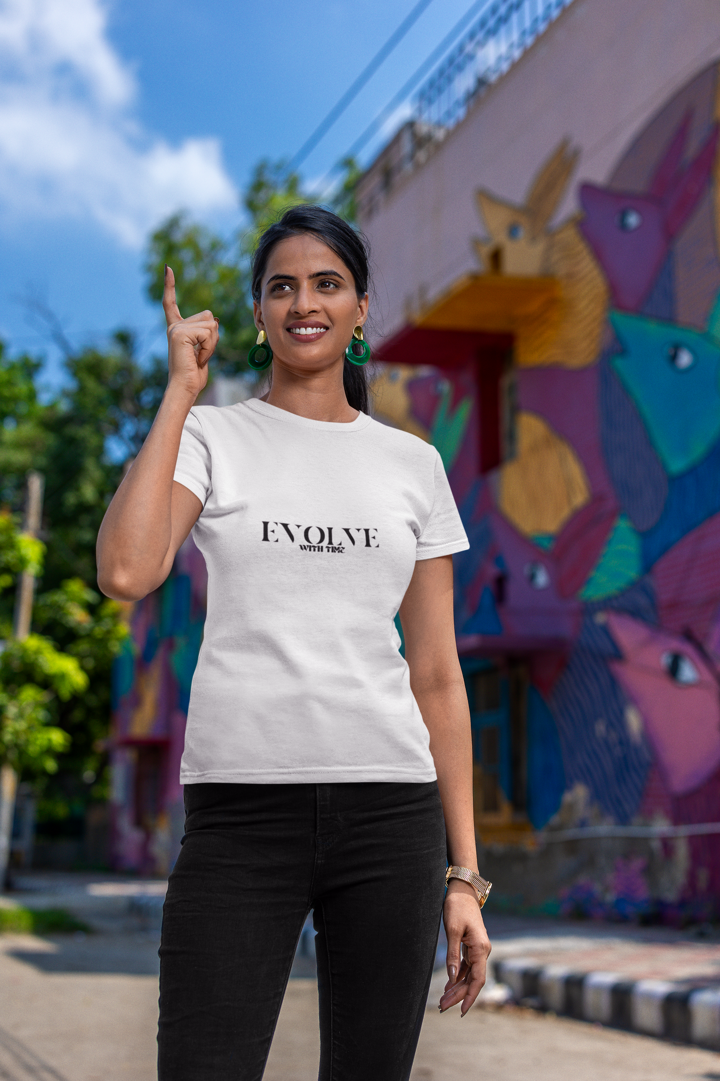 EVOLVE WITH TIME - Women's Round Neck T-Shirts