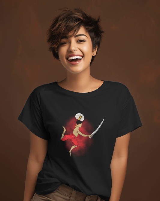 Kalaripayattu Themed Women's Round Neck T-Shirt